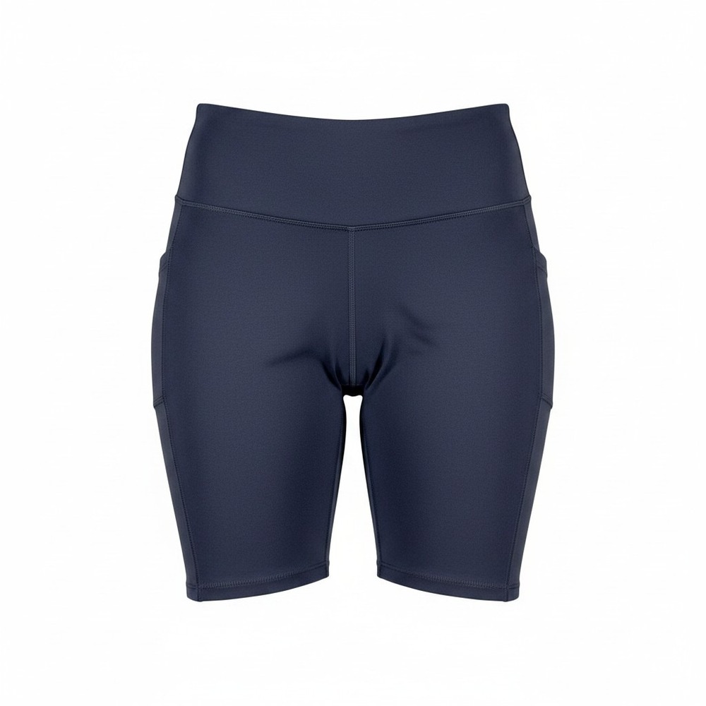 Womens Comfort Activewear Navy Blue High Waisted Biker Shorts with Pockets 3XL